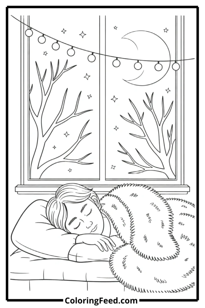 Cozy Night of Dreams Coloring Pages