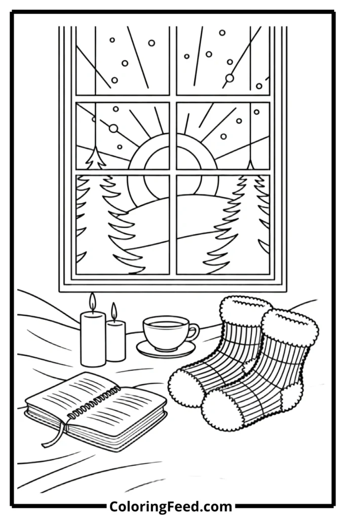 Cozy Self-Care Morning Coloring Pages