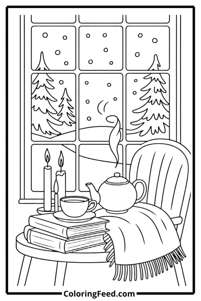 Cozy Tea Time Coloring Pages