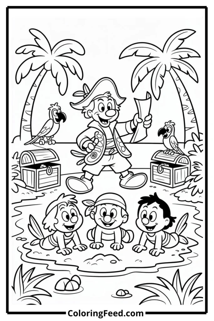 Donald Duck Pirate Treasure Coloring Pages