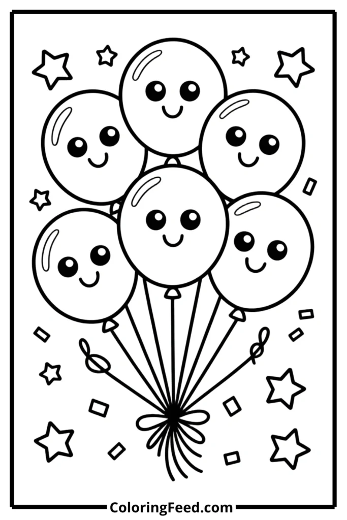 Easy Balloon Party Coloring Pages