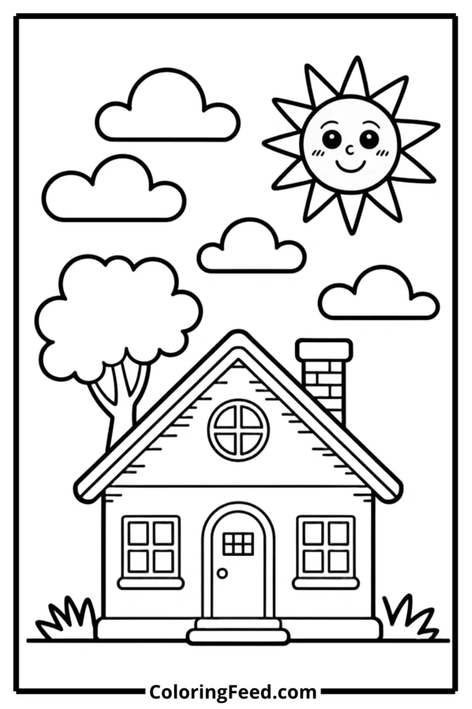 Easy Cozy House Coloring Pages
