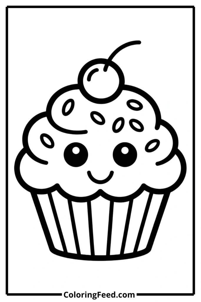 Easy Cupcake Coloring Pages