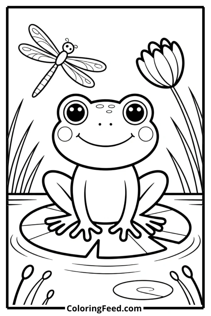 Easy Frog Pond Coloring Pages