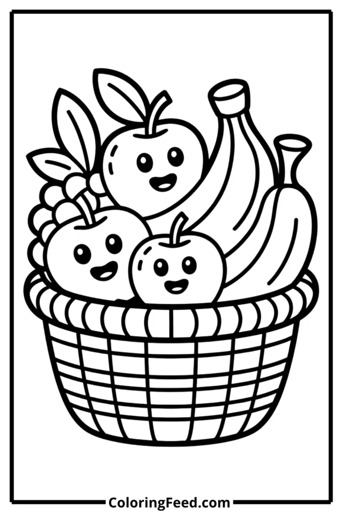 Easy Fruit Basket Coloring Pages