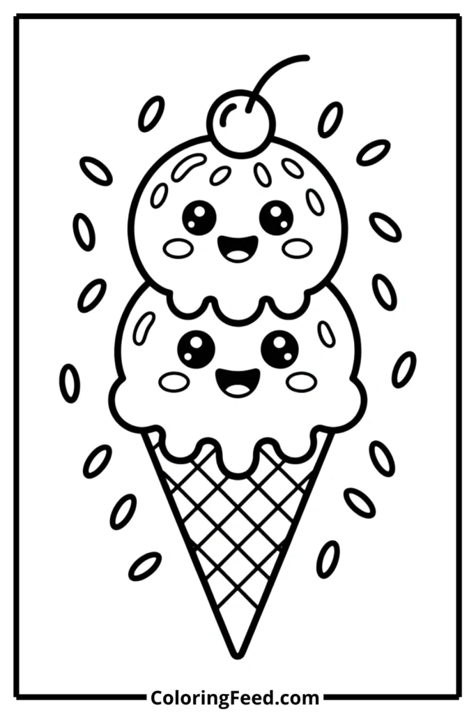Easy Ice Cream Treat Coloring Pages