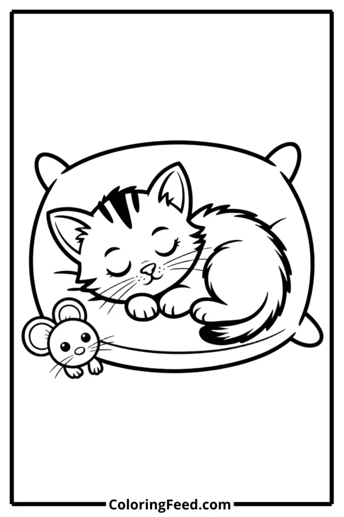 Easy Kitten Nap Coloring Pages