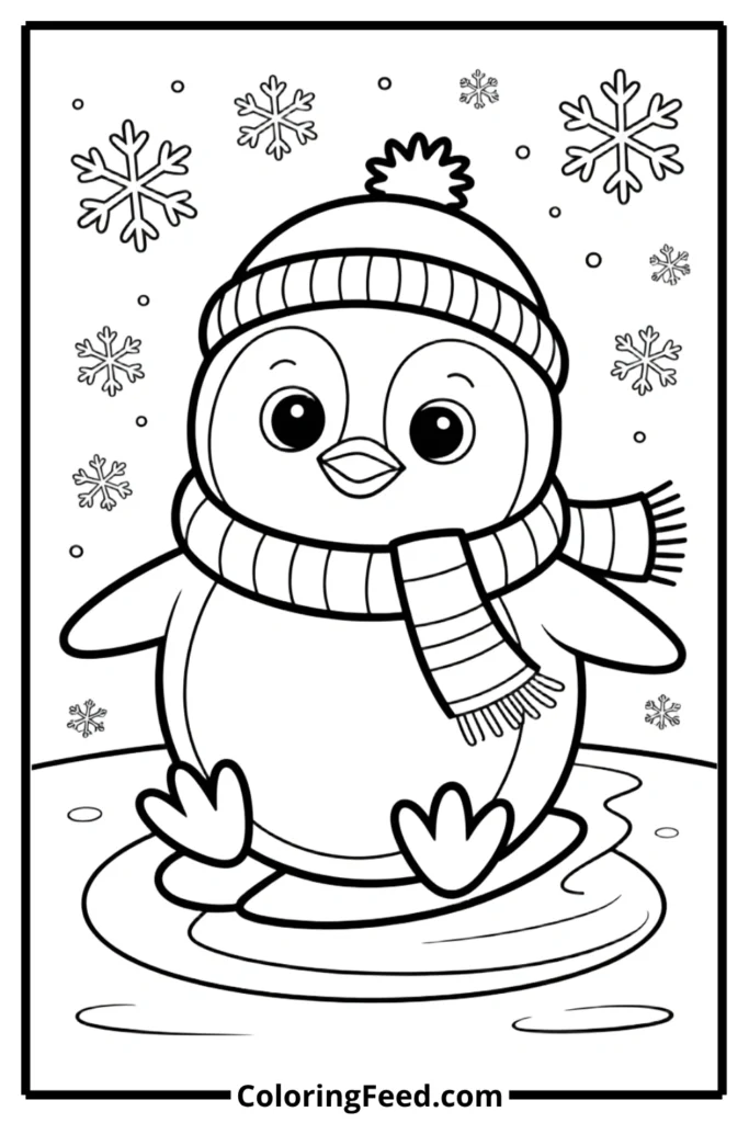 Easy Penguin Fun Coloring Pages