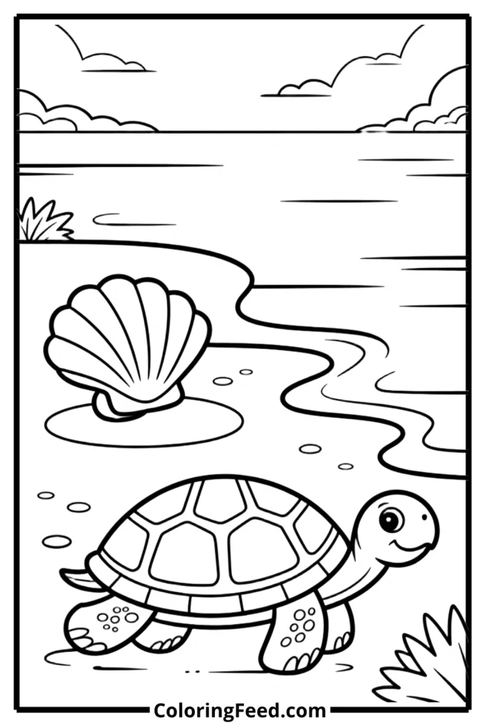 Easy Turtle Walk Coloring Pages