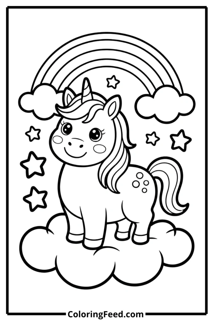 Easy Unicorn Dream Coloring Pages