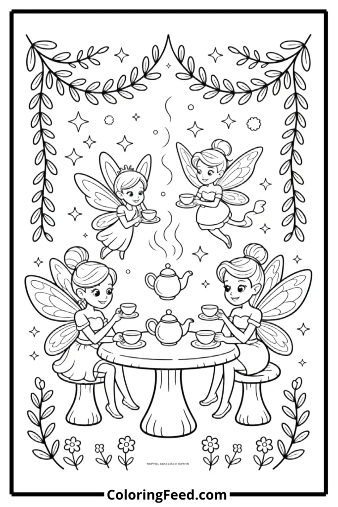 Fairy Tale Tea Party Coloring Pages