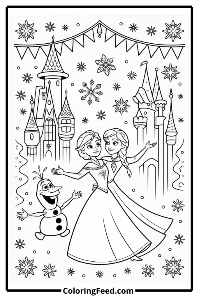 Frozen Kingdom Celebration Coloring Pages