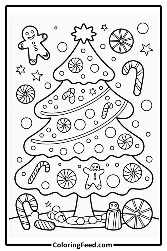 Gingerbread Christmas Tree Coloring Page