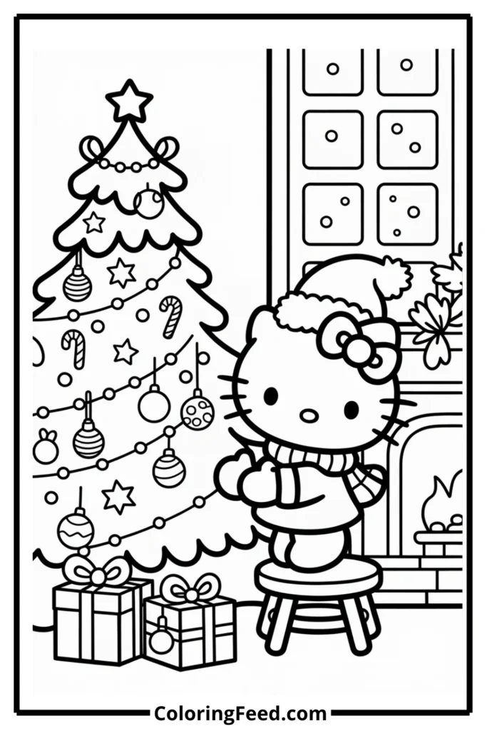 Hello Kitty Decorating the Christmas Tree