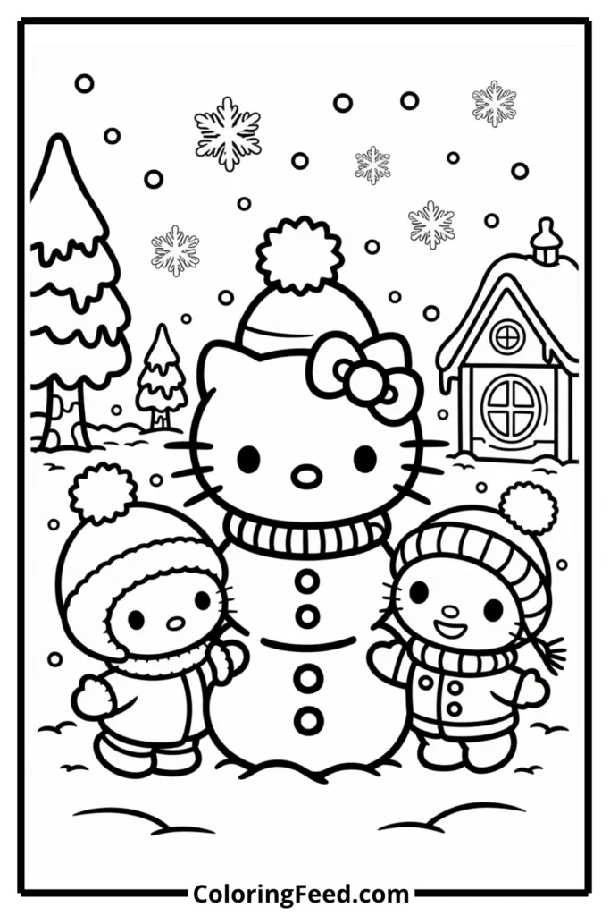 Hello Kitty and Friends Building a Snowman