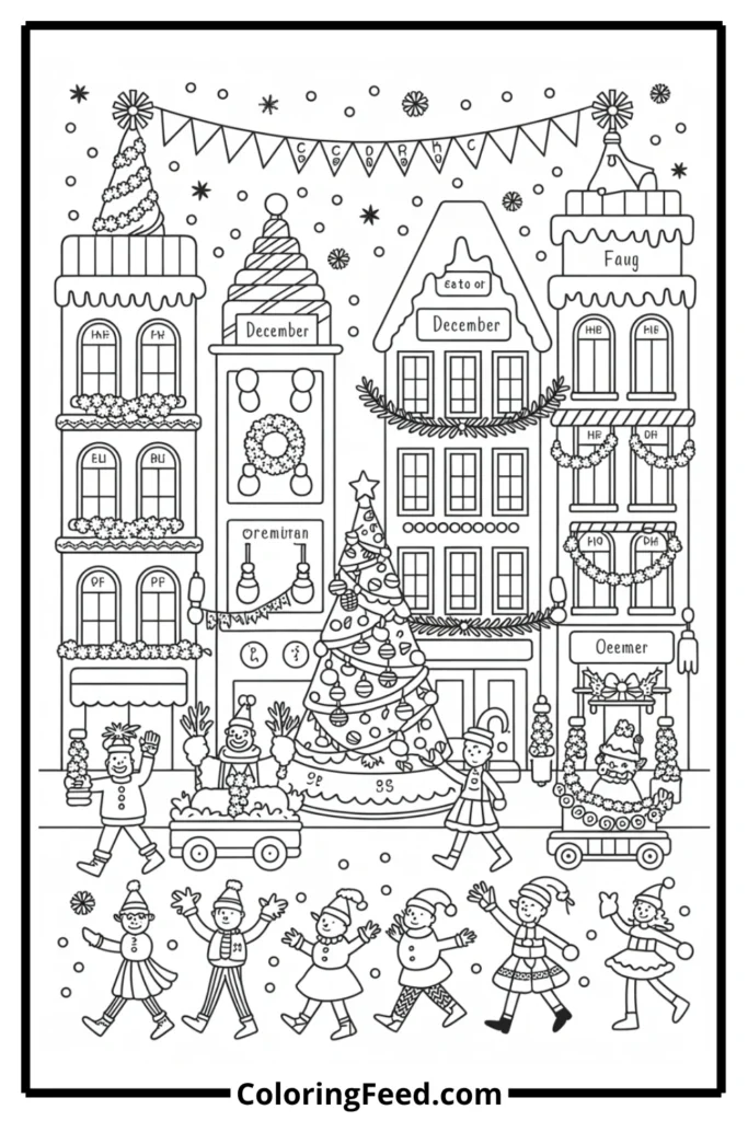 Holiday City Countdown Parade Coloring Pages