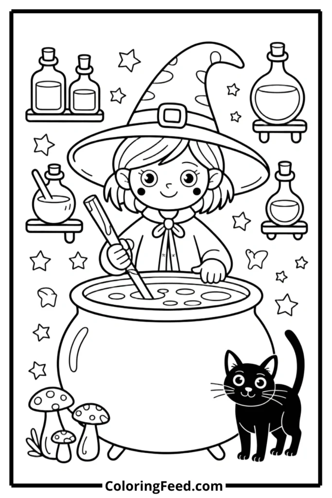 Little Witch’s Potion Lab Coloring Pages
