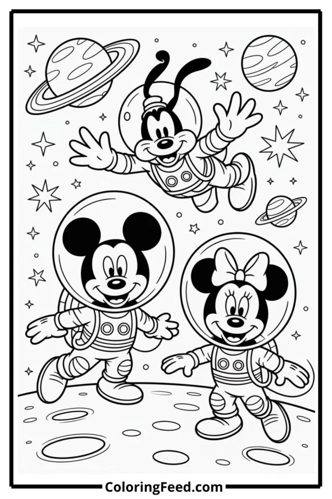 Mickey Mouse Space Adventure Coloring Pages