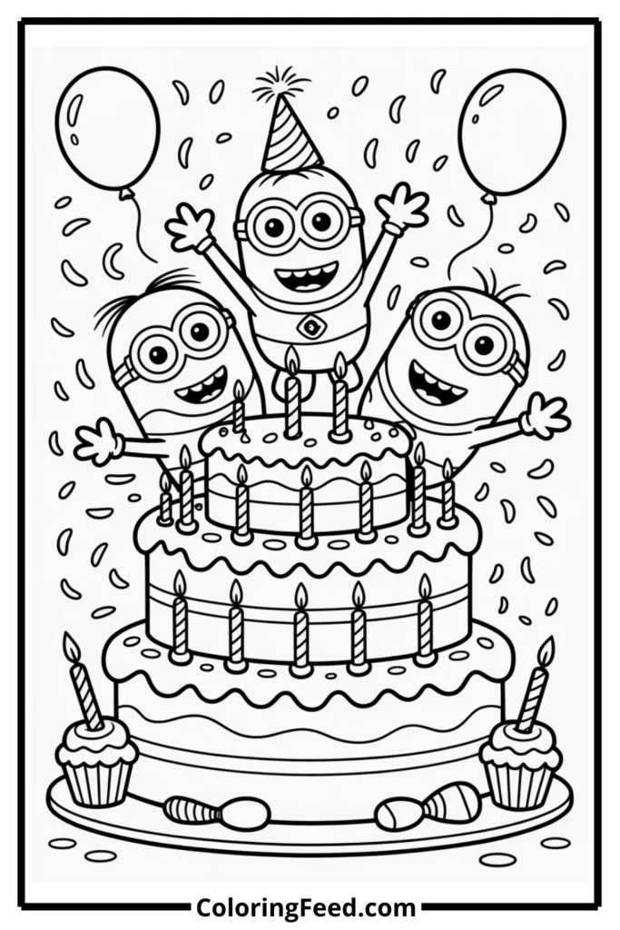 Minions Birthday Surprise Coloring Pages