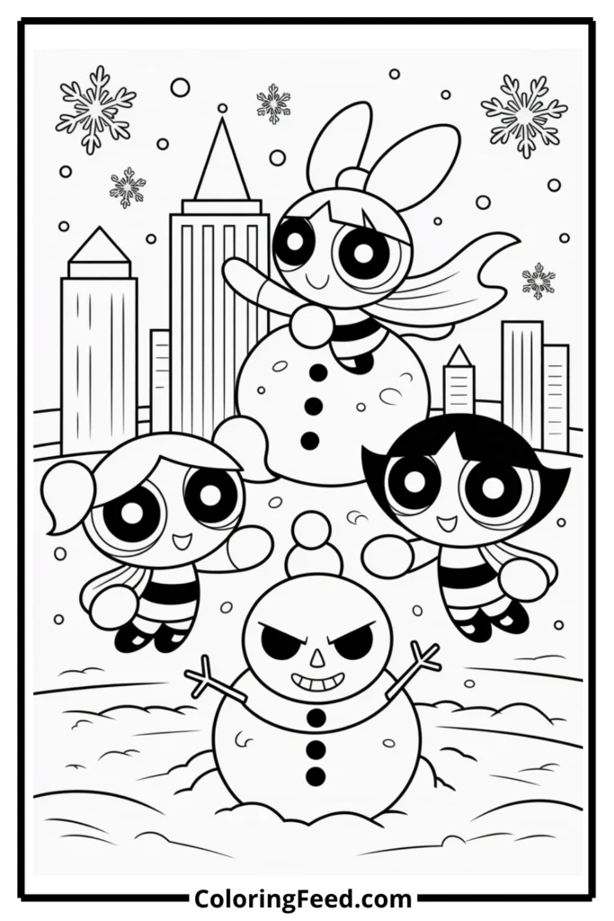Powerpuff Girls Snowy Day Coloring Pages