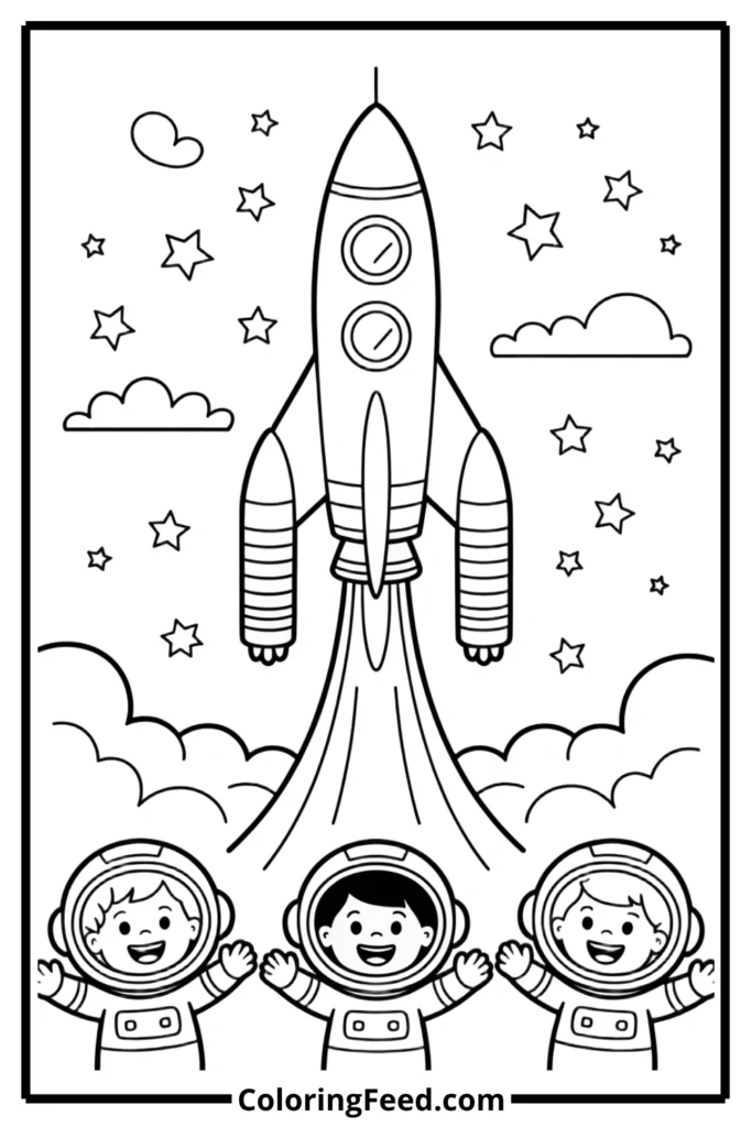 Rocket Launch Day Coloring Pages