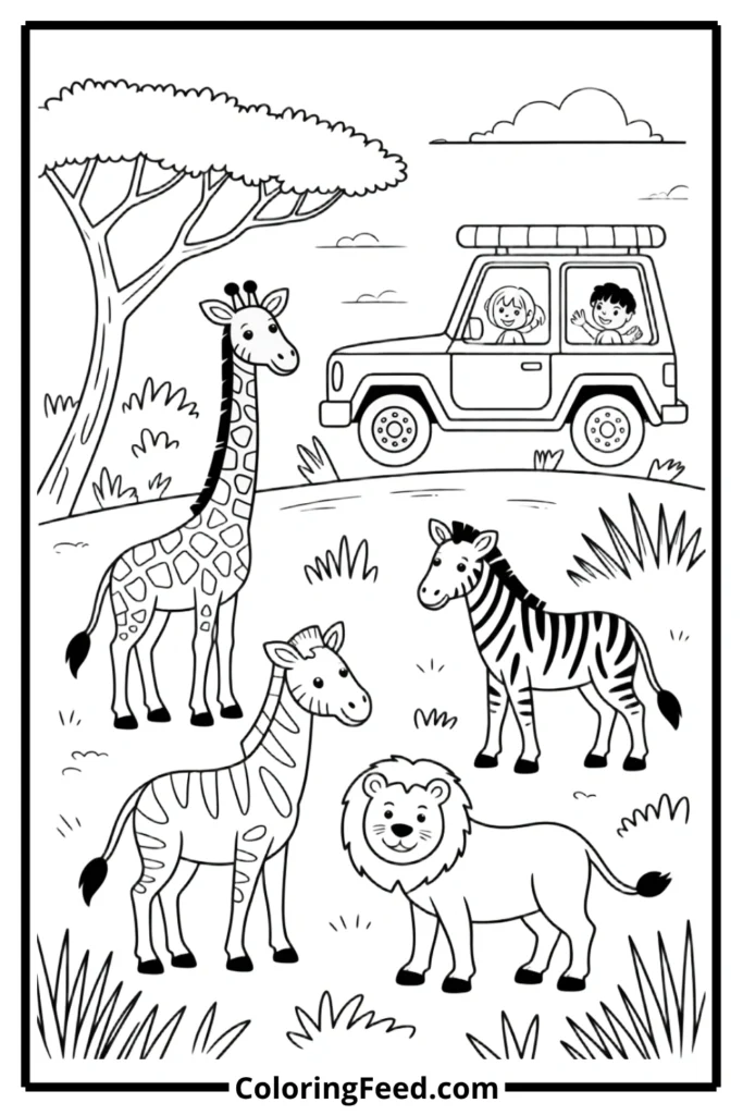 Safari Adventure Coloring Pages