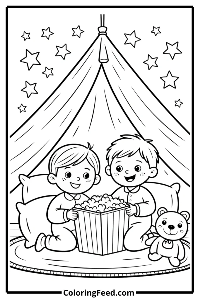 Sleepover Fun Coloring Pages