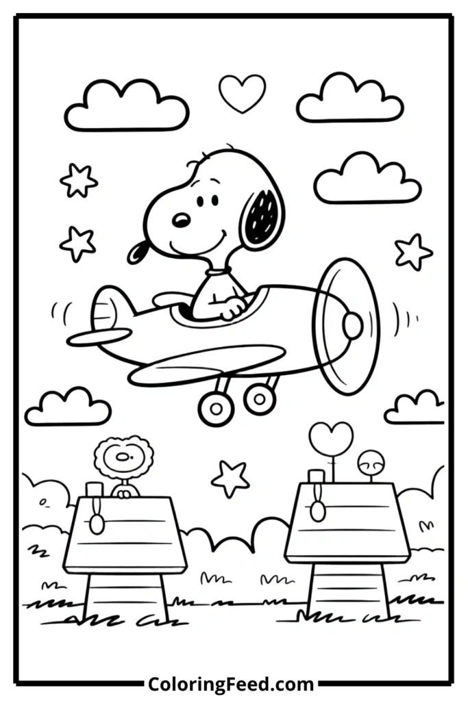 Snoopy Airplane Pilot Coloring Pages