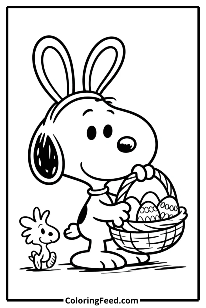 Snoopy Easter Egg Hunt Coloring Pages