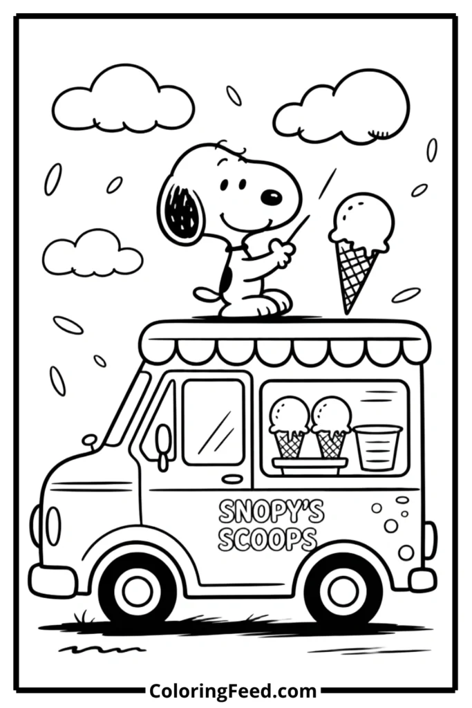 Snoopy Ice Cream Truck Coloring Pages