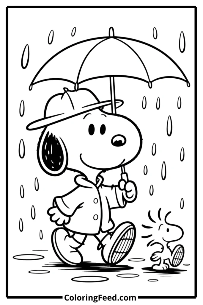 Snoopy Raincoat Adventure Coloring Pages