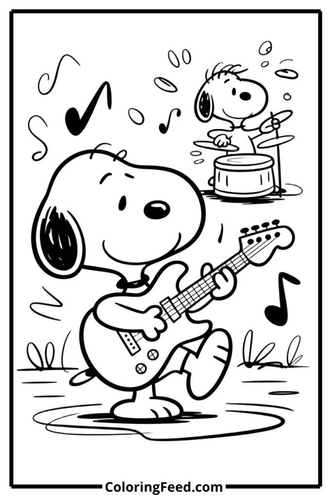 Snoopy Rock Band Coloring Pages