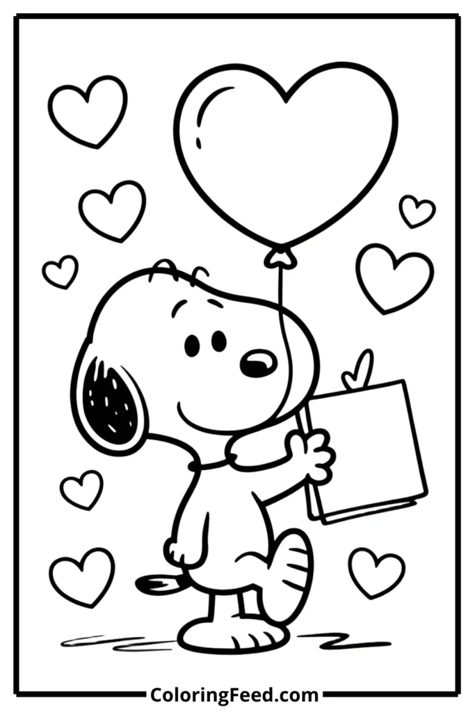 Snoopy Valentine’s Day Coloring Pages