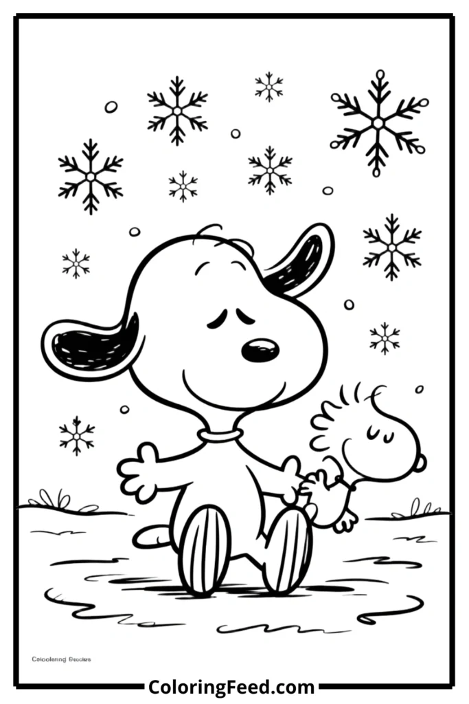 Snoopy Winter Wonderland Coloring Pages