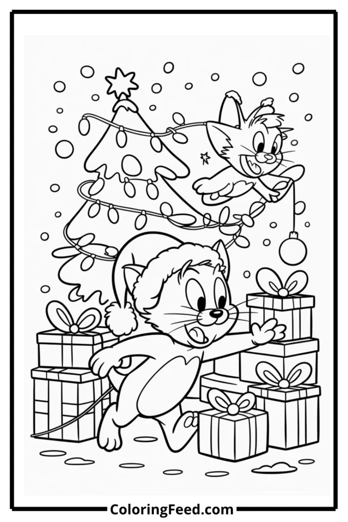 Tom & Jerry Christmas Chase Coloring Pages