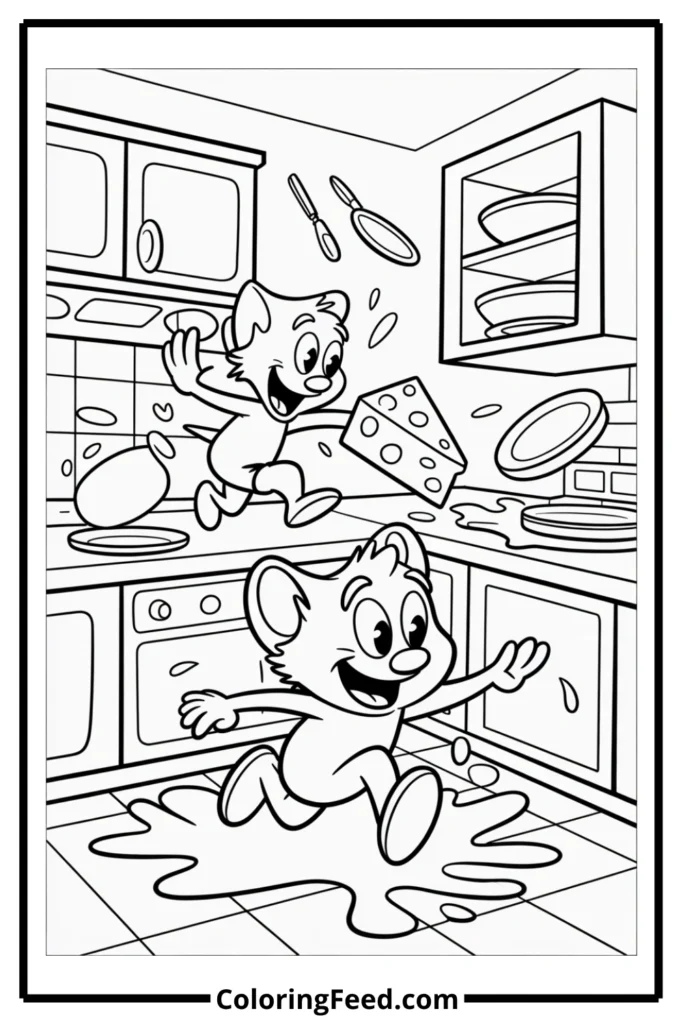 Tom & Jerry Kitchen Chaos Coloring Pages
