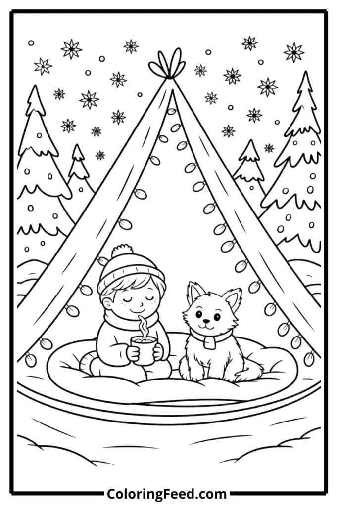 Winter Blanket Fort Coloring Pages