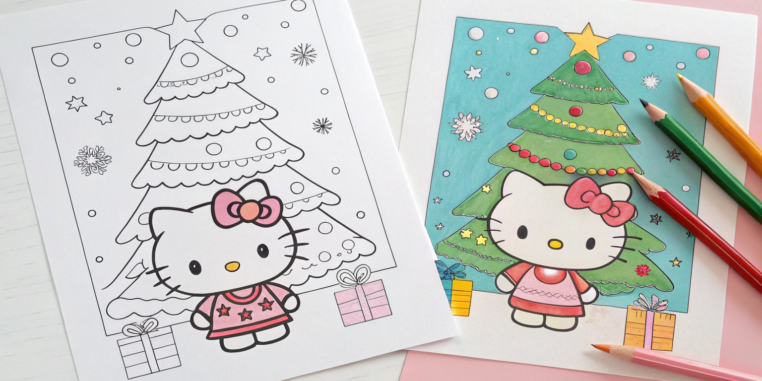 hello kitty christmas coloring pages