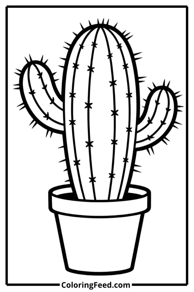 Simple Cactus Coloring Page