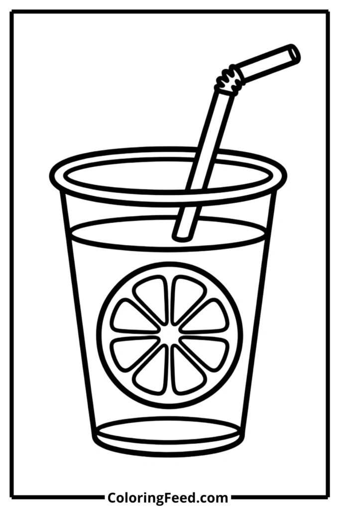 Simple Cup of Lemonade Coloring Page