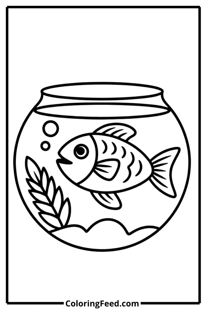 Simple Fish Bowl Coloring Page