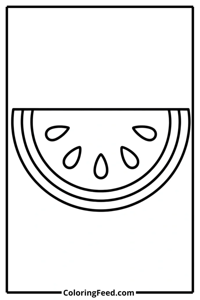 Simple Watermelon Slice Coloring Page